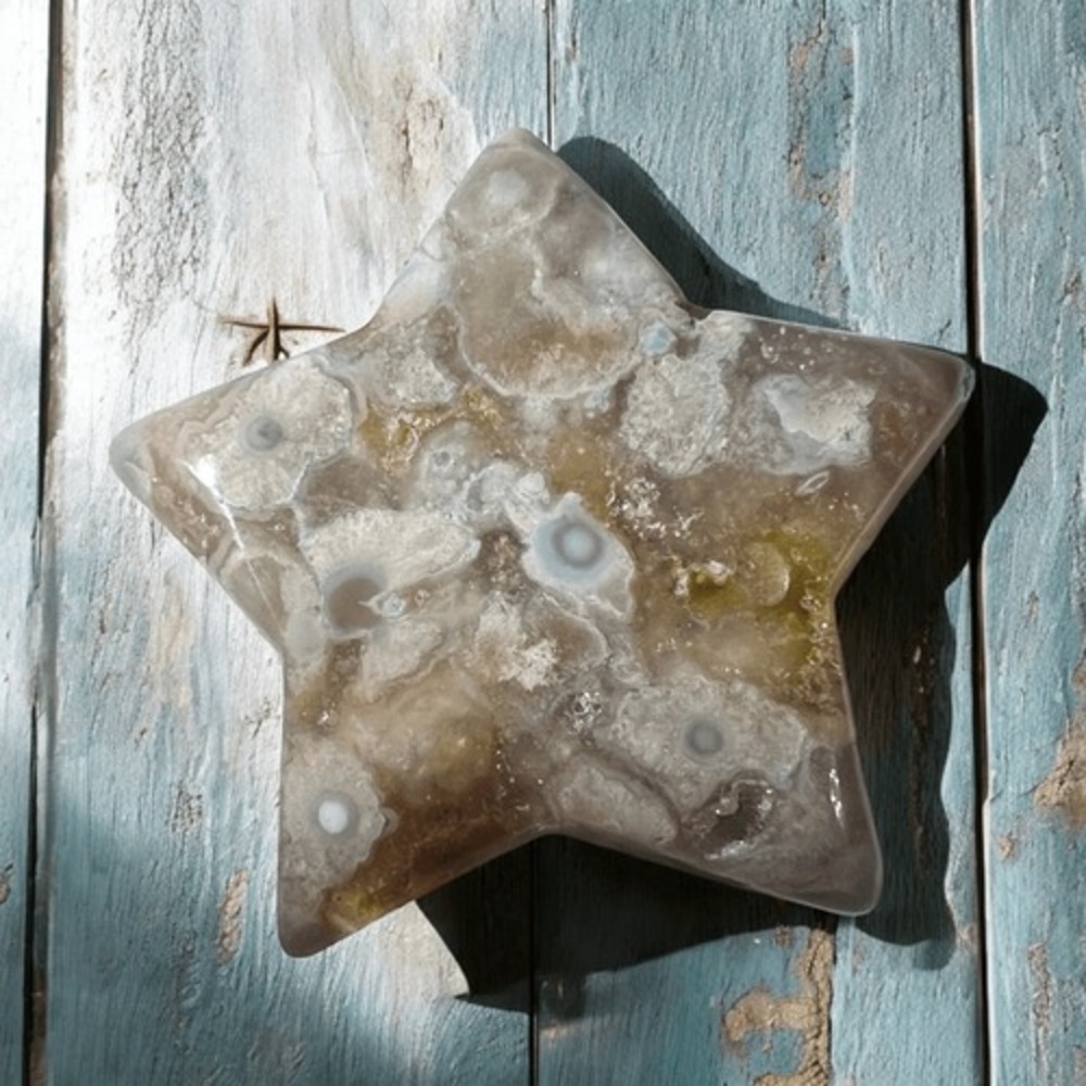 Flower Agate Star Carving‎